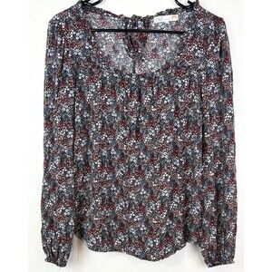 Nordstrom C&C California Boho Indie Bohemian Long Sleeve Floral Blouse, Small